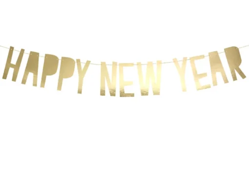 Happy New Year Bokstavgirlander Gull