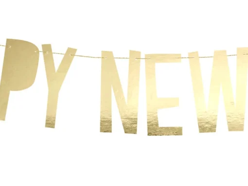 Happy New Year Bokstavgirlander Gull