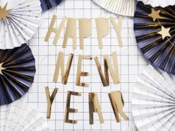 Happy New Year Bokstavgirlander Gull