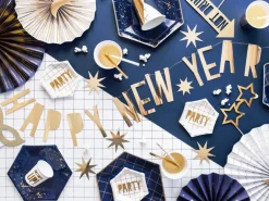 Happy New Year Bokstavgirlander Gull