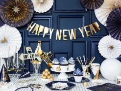 Happy New Year Bokstavgirlander Gull