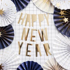 Happy New Year Bokstavgirlander Gull