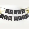 Happy New Year Flaggbanner Svart og Gull