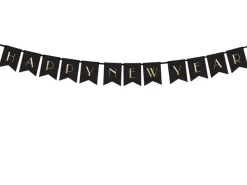 Happy New Year Flaggbanner Svart og Gull