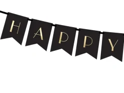 Happy New Year Flaggbanner Svart og Gull