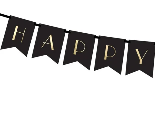 Happy New Year Flaggbanner Svart og Gull