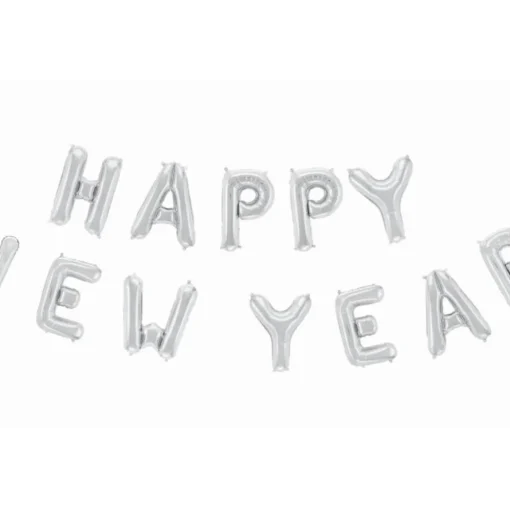 Happy New Year Folieballonger Sølv