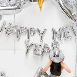 Happy New Year Folieballonger Sølv