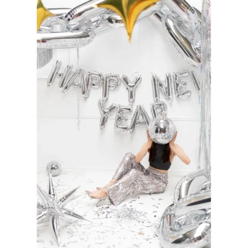Happy New Year Folieballonger Sølv