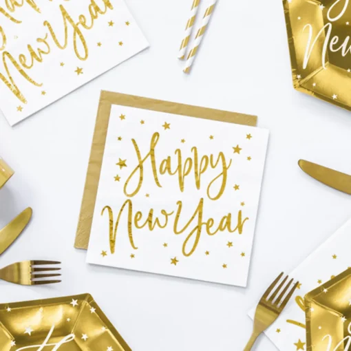 Happy New Year Servietter Gull
