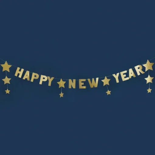 Happy New Year Stjerner Girlander Gull
