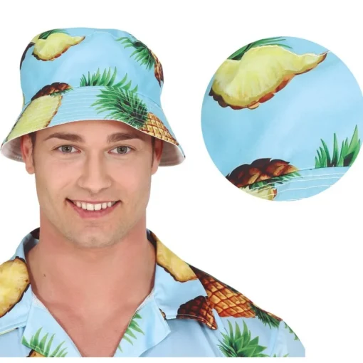 Hawaii Ananas Bøttehatt Blå