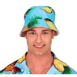 Hawaii Ananas Bøttehatt Blå