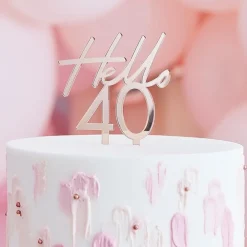 Hello 40 Akryl Kaketopper Gullrosa