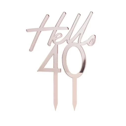 Hello 40 Akryl Kaketopper Gullrosa