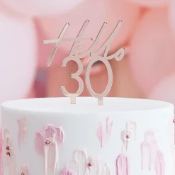 Hello 30 Akryl Kaketopper Gullrosa