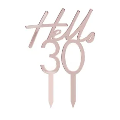 Hello 30 Akryl Kaketopper Gullrosa