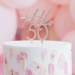 Hello 50 Akryl Kaketopper Gullrosa