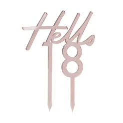 Hello 18 Akryl Kaketopper Gullrosa