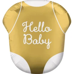 Hello Baby Body Folieballong Gull