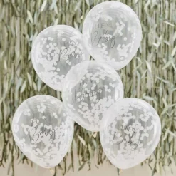 Hey Baby Hvit Konfetti Ballonger