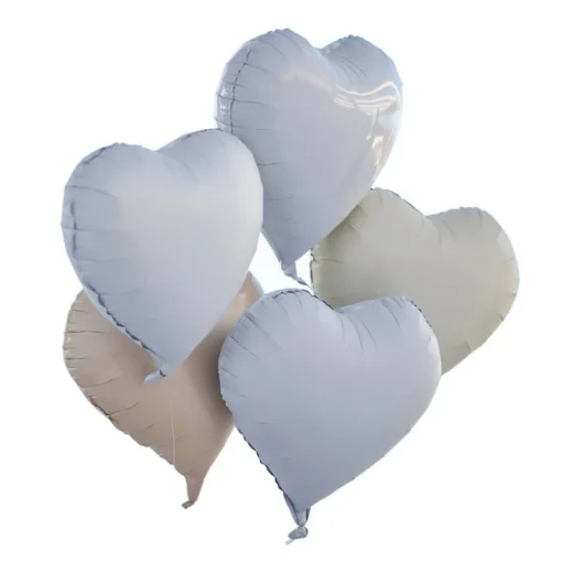 Hjerte Ballonger Grå og Hvit