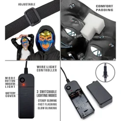 Hodeskalle LED Maske Blå