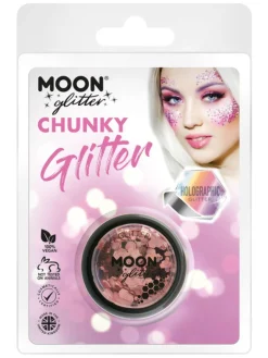 Holografisk Chunky Glitter Gullrosa