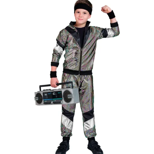 Holografisk 80-talls Treningsdress Barnekostyme