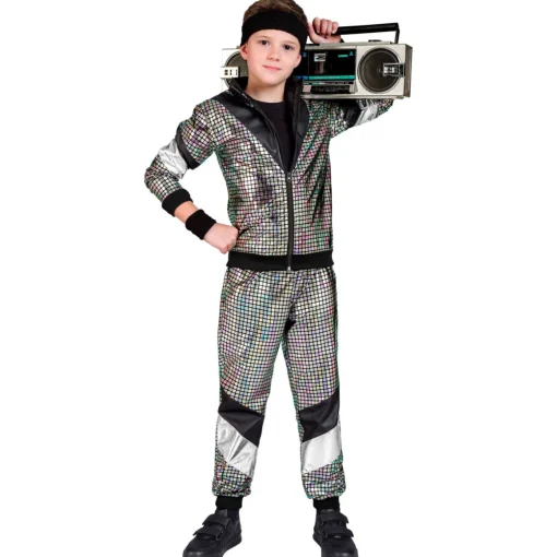 Holografisk 80-talls Treningsdress Barnekostyme