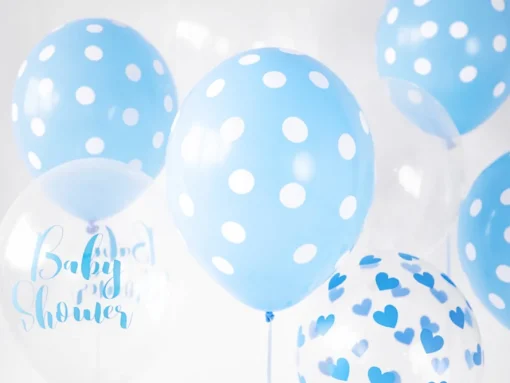 Hvite Prikker Ballonger Lyseblå