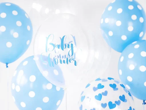 Hvite Prikker Ballonger Lyseblå