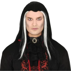Hvitstripete Vampyr Parykk Svart