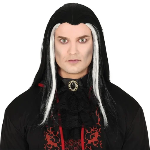 Hvitstripete Vampyr Parykk Svart