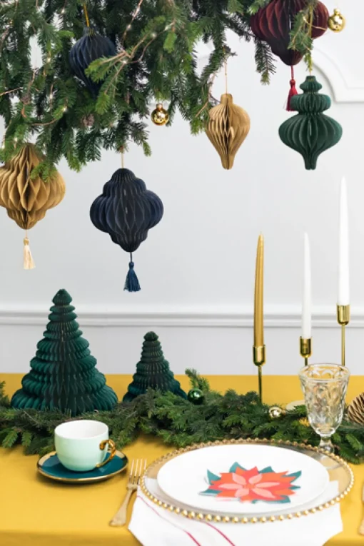 Julepynt Honecomb Dråpe Marineblå