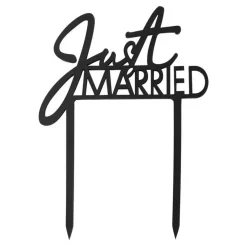 Just Married Akryl Kaketopper Svart