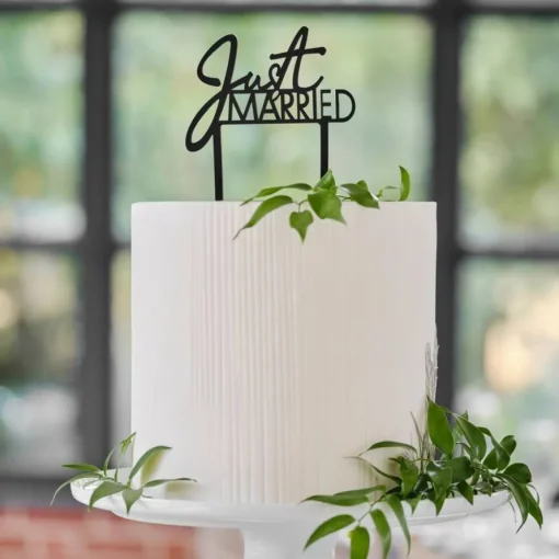 Just Married Akryl Kaketopper Svart