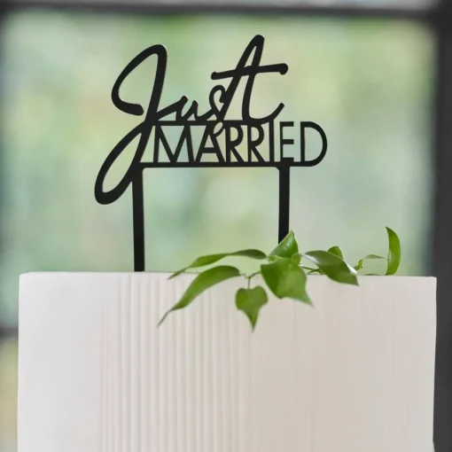 Just Married Akryl Kaketopper Svart