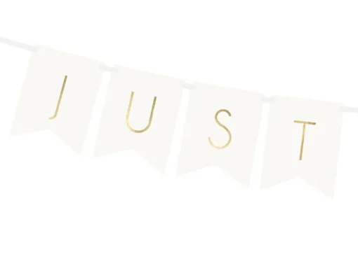 Just Married Flaggbanner Hvit og Gull
