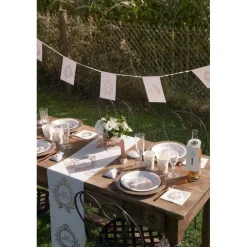 Just Married Flaggbanner Hvit og Gullrosa