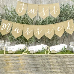 Just Married Jute Flaggbanner