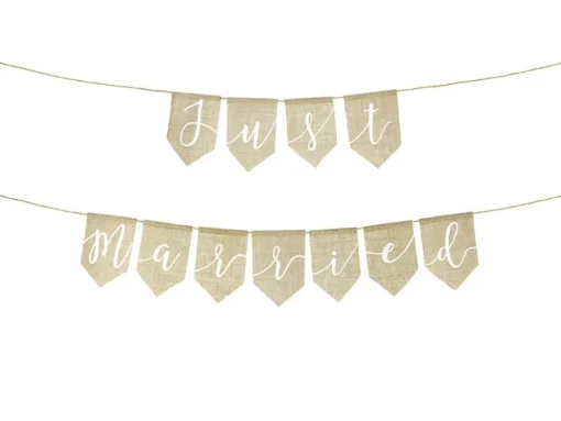 Just Married Jute Flaggbanner