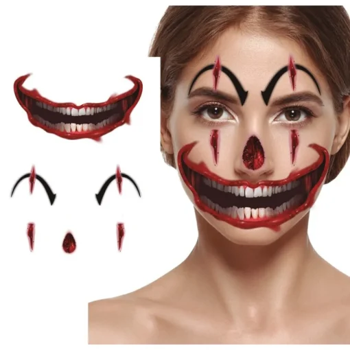Killer Clown Kunstige Ansiktstatoveringer