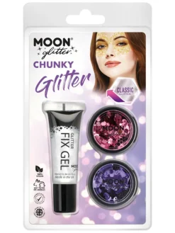 Klassisk Chunky Glitter Sminkesett Rosa og Lilla