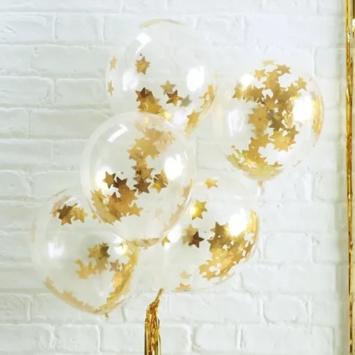 Konfetti Ballonger Gull Stjerner