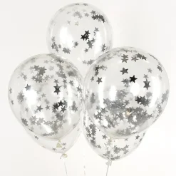 Konfetti Ballonger Stjerner Sølv