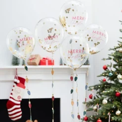 Konfetti Juleballonger med Ballonghaler