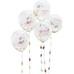 Konfetti Juleballonger med Ballonghaler