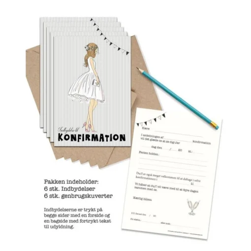 Konfirmation Invitationer Pige