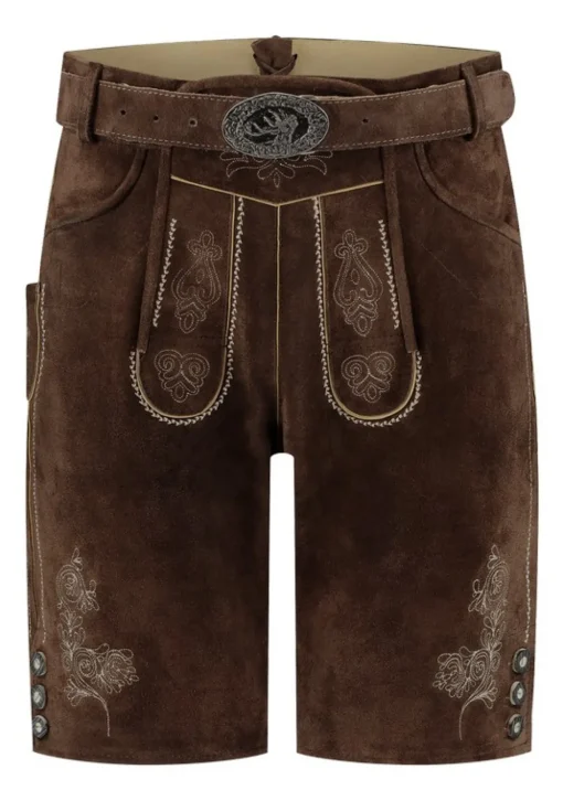 Kort Skinn Lederhosen Brun